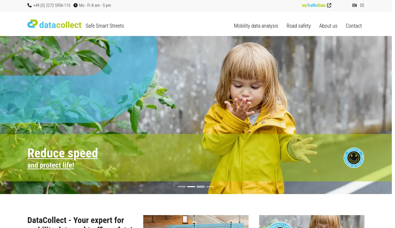 Website der Firma DataCollect Traffic Systems GmbH