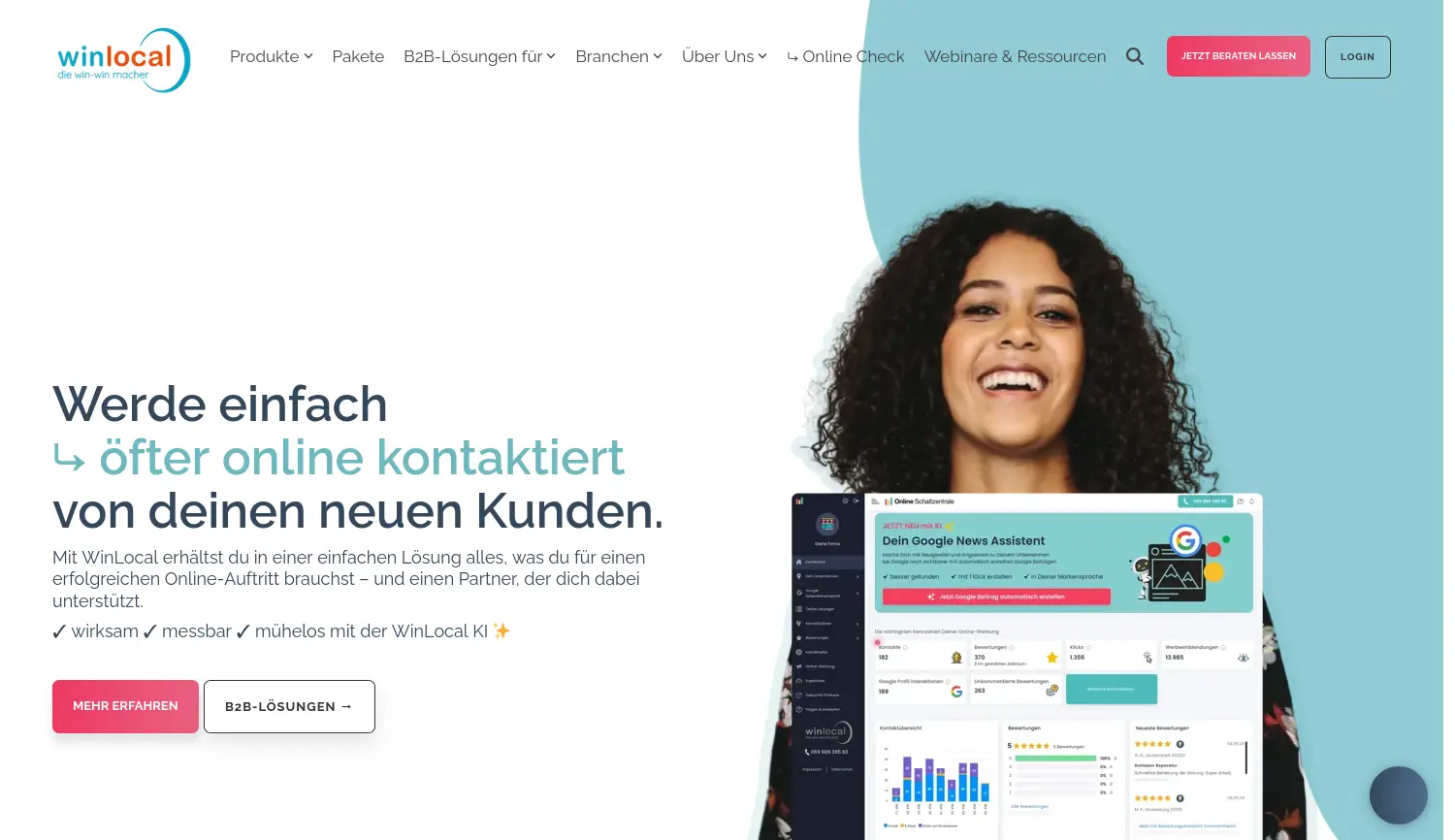 Website der Firma WinLocal GmbH