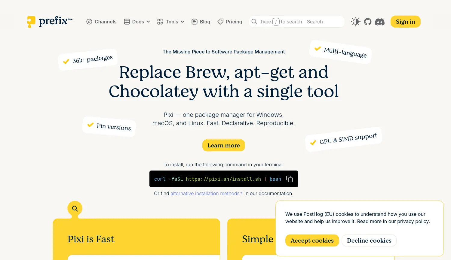 Website der Firma prefix.dev GmbH