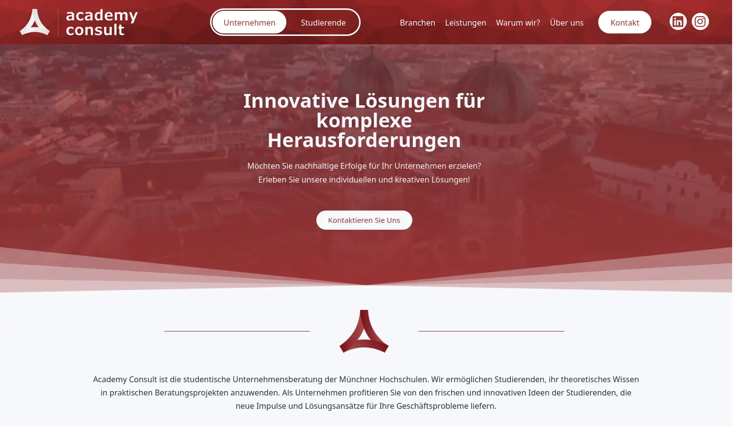 Website der Firma Academy Consult München e.V.