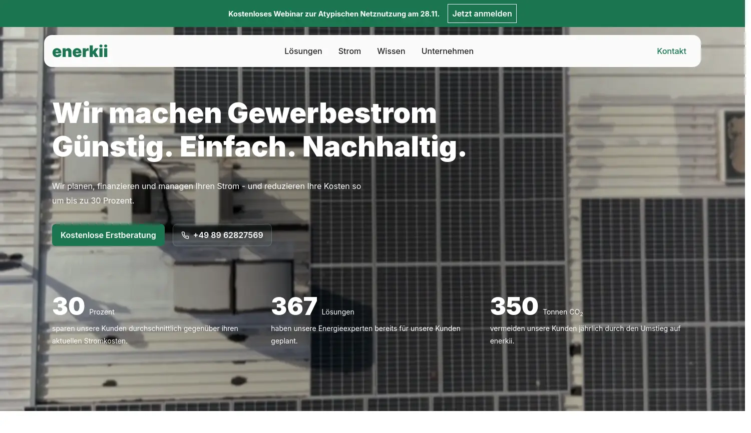Website der Firma enerkii GmbH