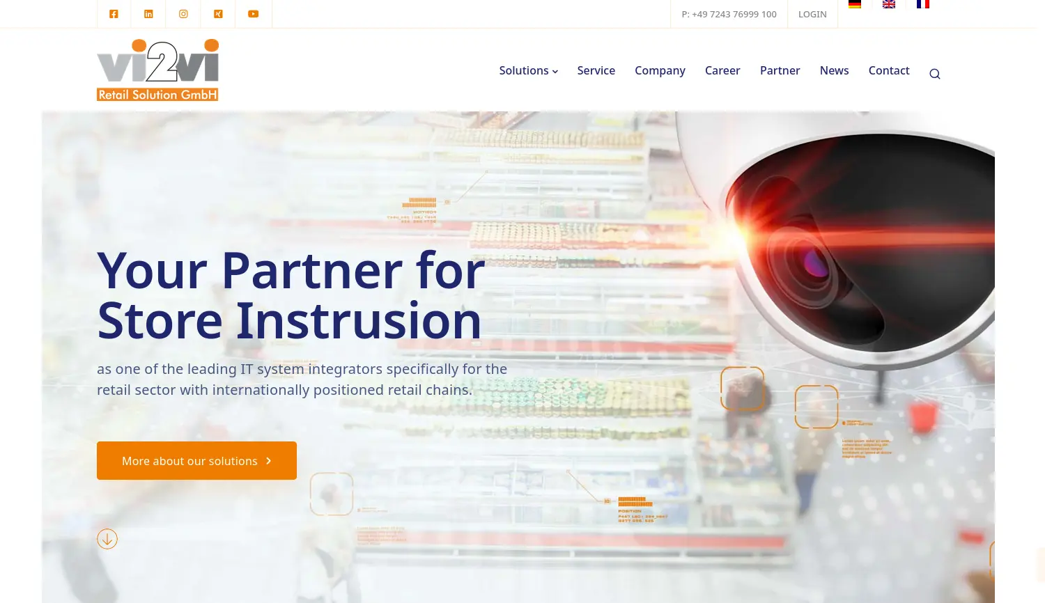 Website der Firma vi2vi Retail Solution GmbH