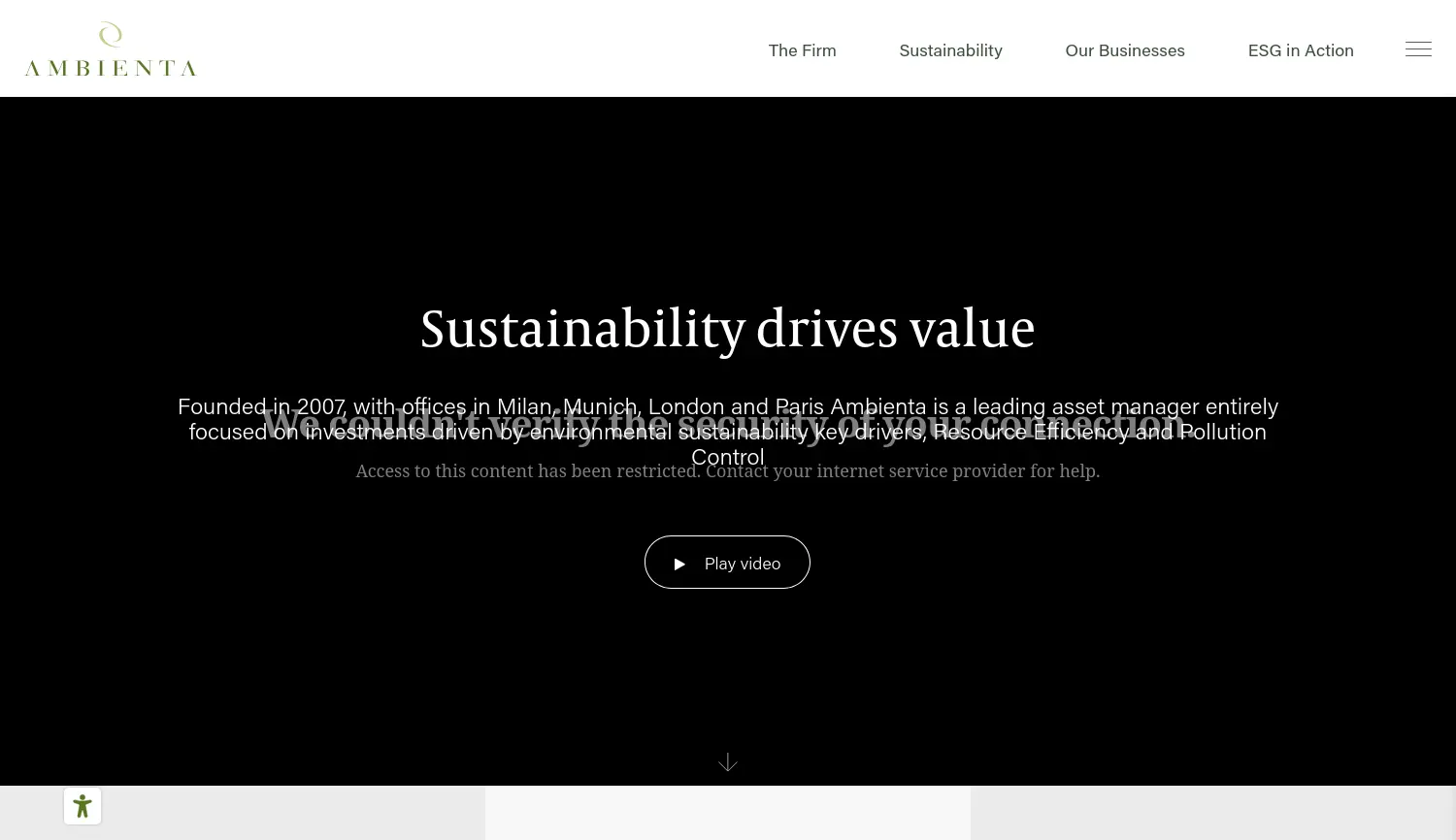 Website der Firma Ambienta Sgr S.p.A.