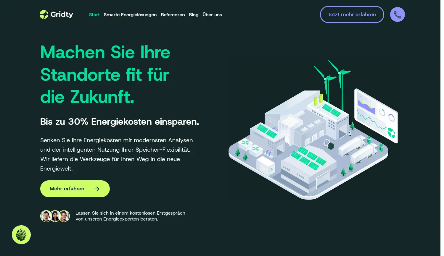 Website der Firma Gridty GmbH