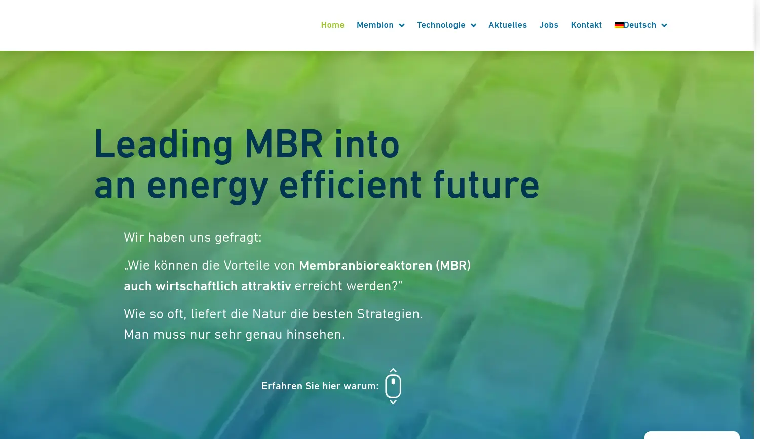 Website der Firma Membion GmbH