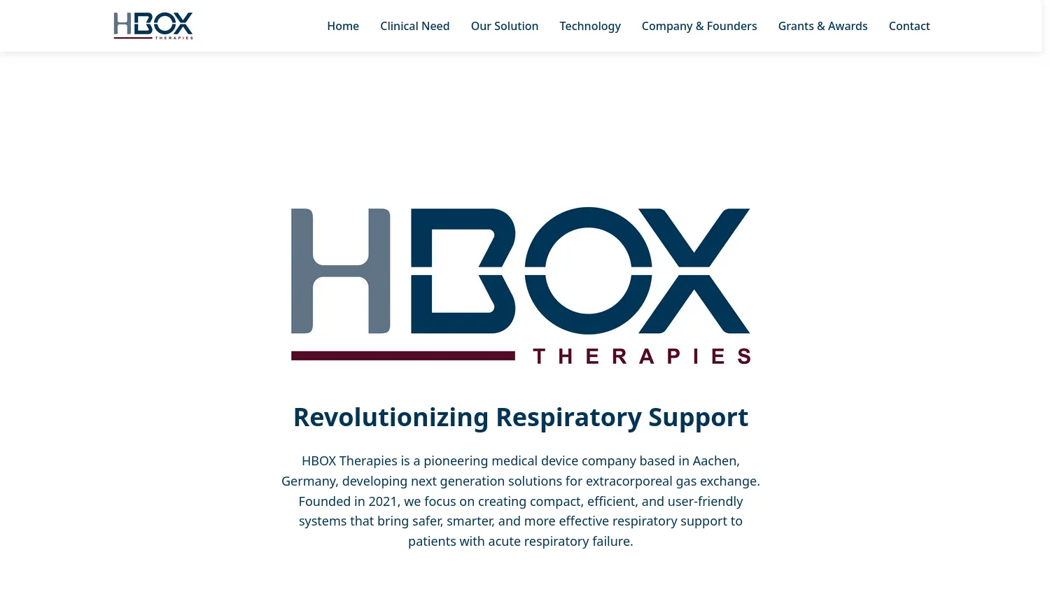 Website der Firma HBOX Therapies GmbH