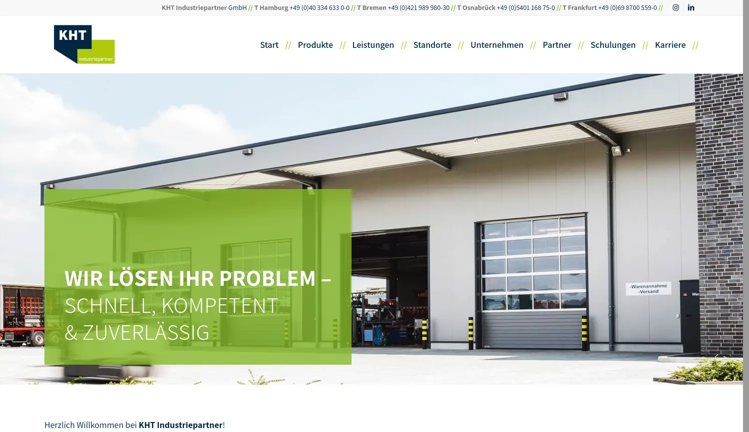 Website der Firma KHT Industriepartner GmbH