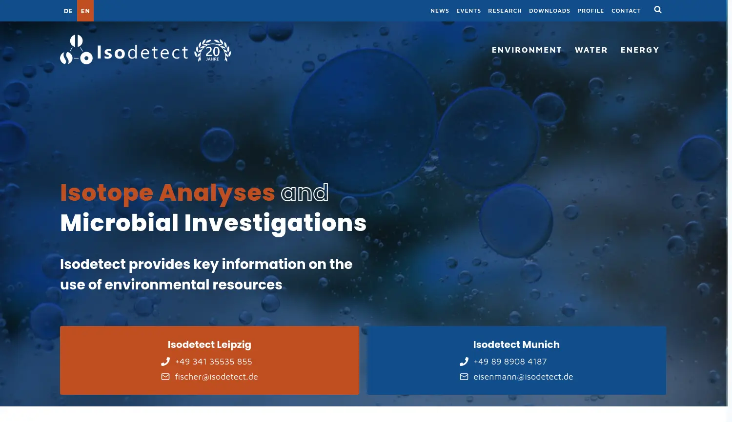 Website der Firma Isodetect GmbH
