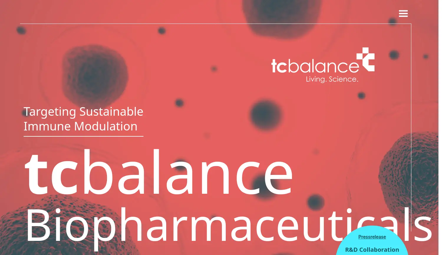 Website der Firma TCBalance Biopharmaceuticals GmbH