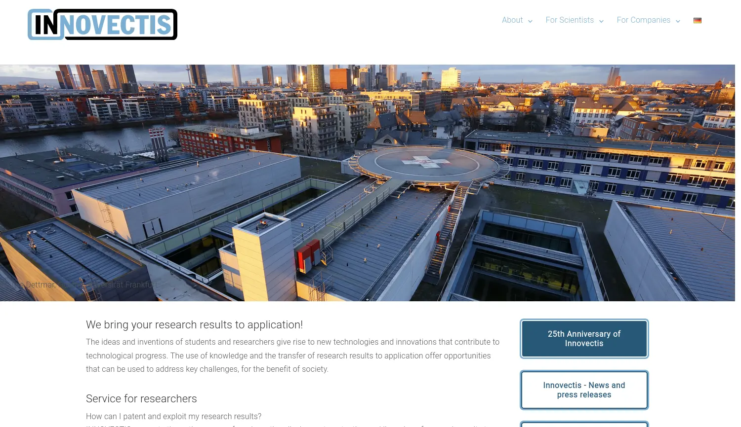 Website der Firma Innovectis GmbH