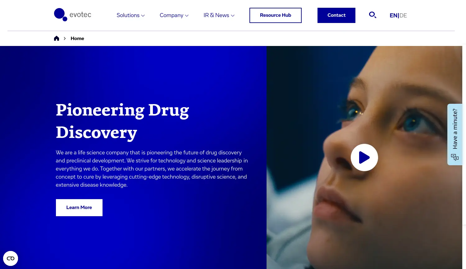 Website der Firma Evotec