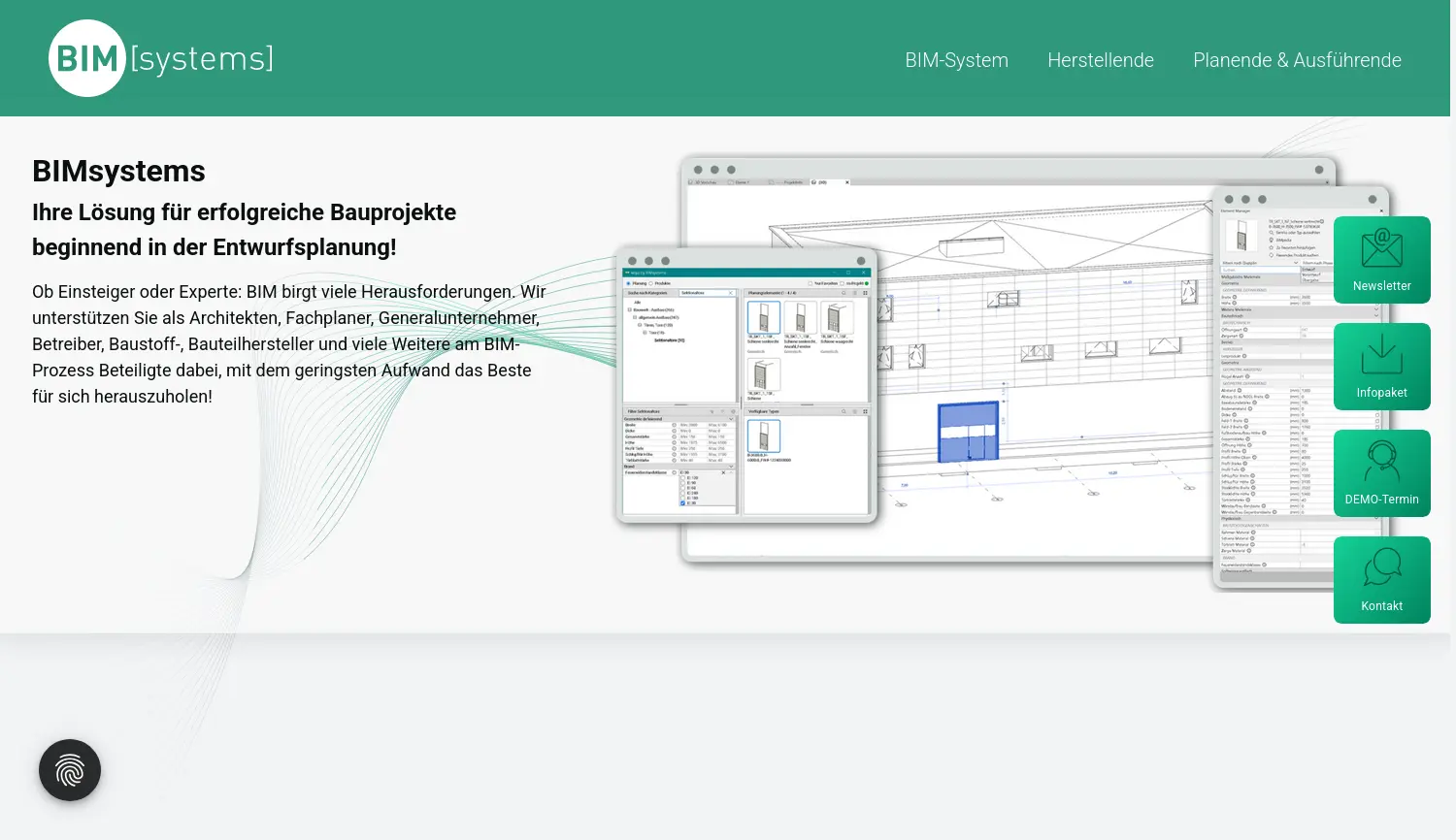 Website der Firma BIMsystems GmbH