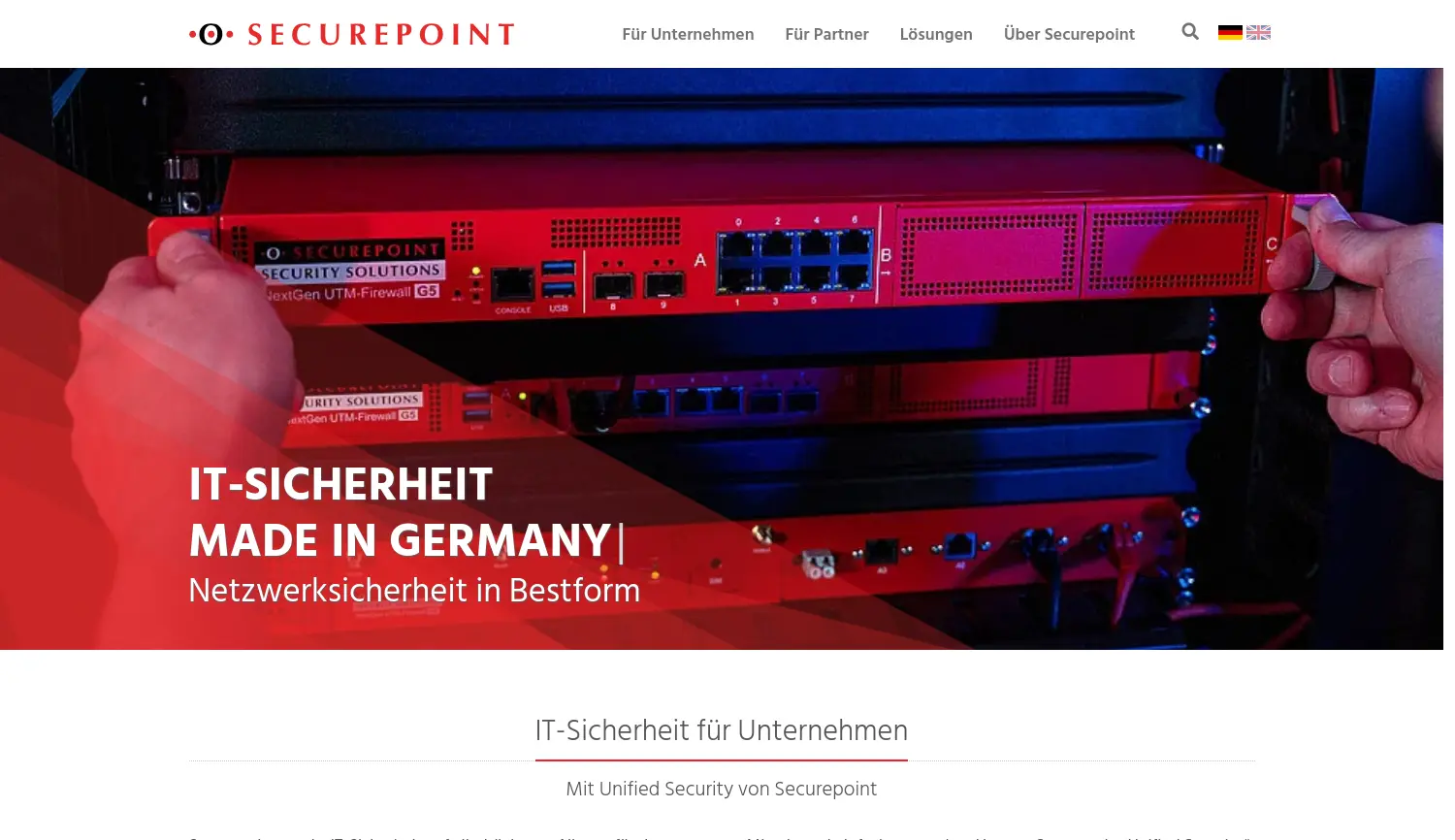 Website der Firma Securepoint GmbH