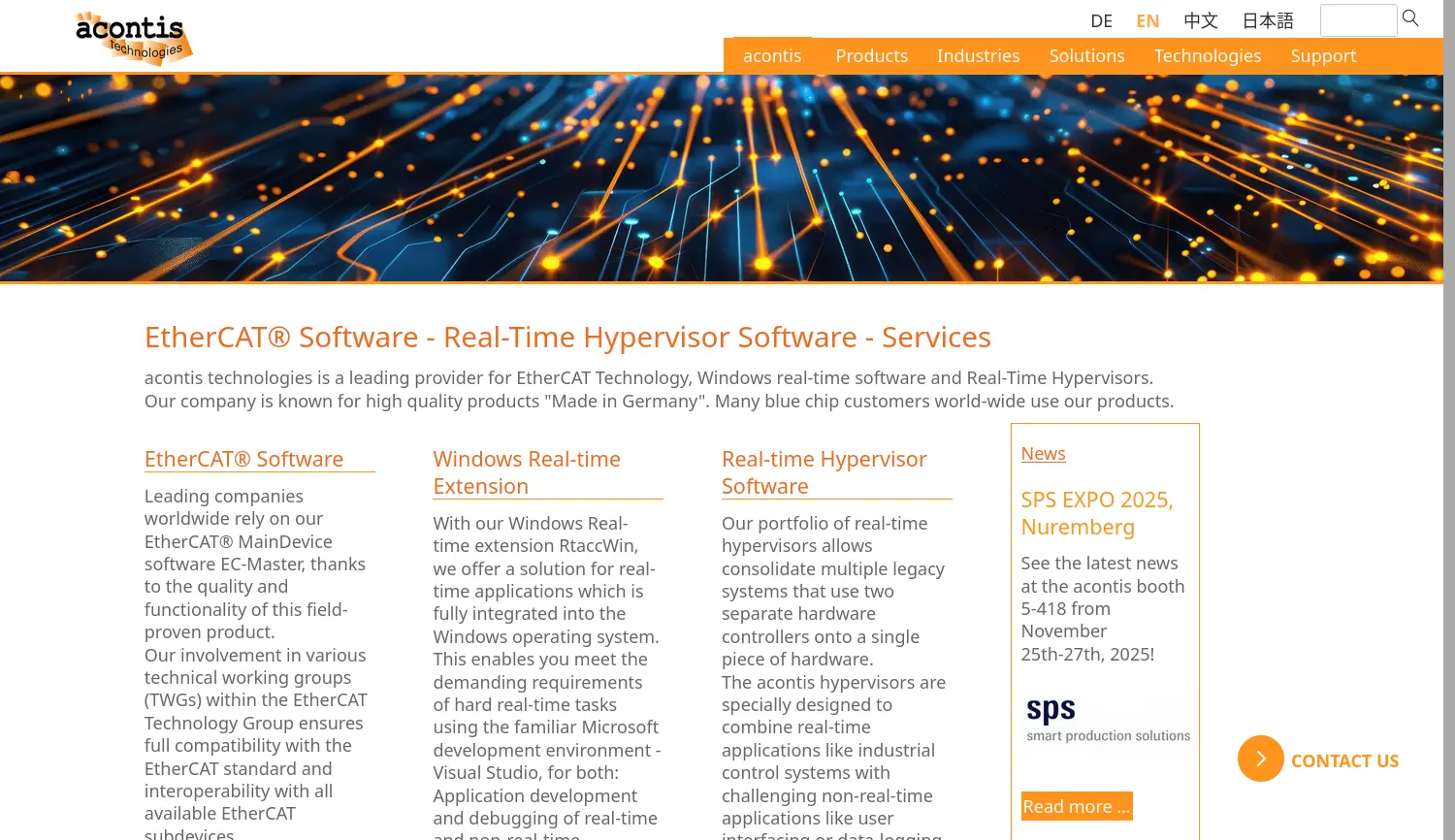 Website der Firma acontis technologies GmbH