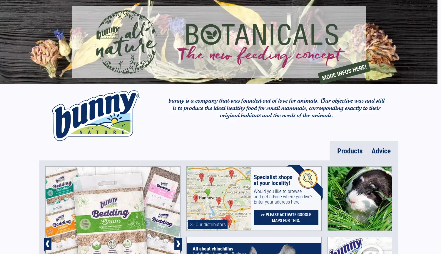 Website der Firma Bunny Tierernährung GmbH