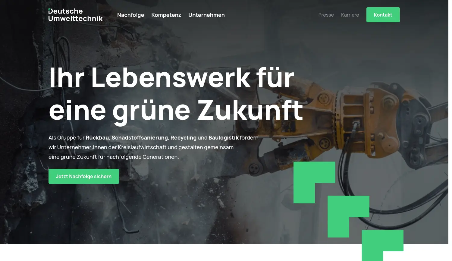 Website der Firma Deutsche Umwelttechnik GmbH
