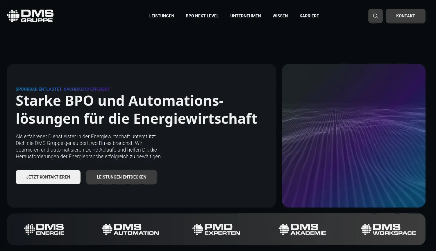 Website der Firma DMS Daten Management Service GmbH