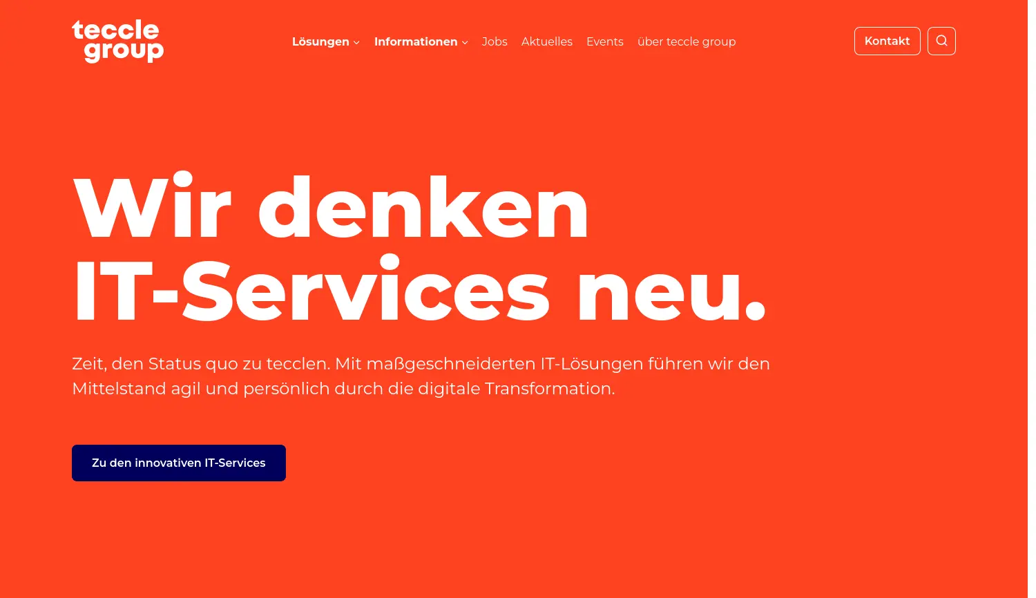 Website der Firma teccle operations GmbH