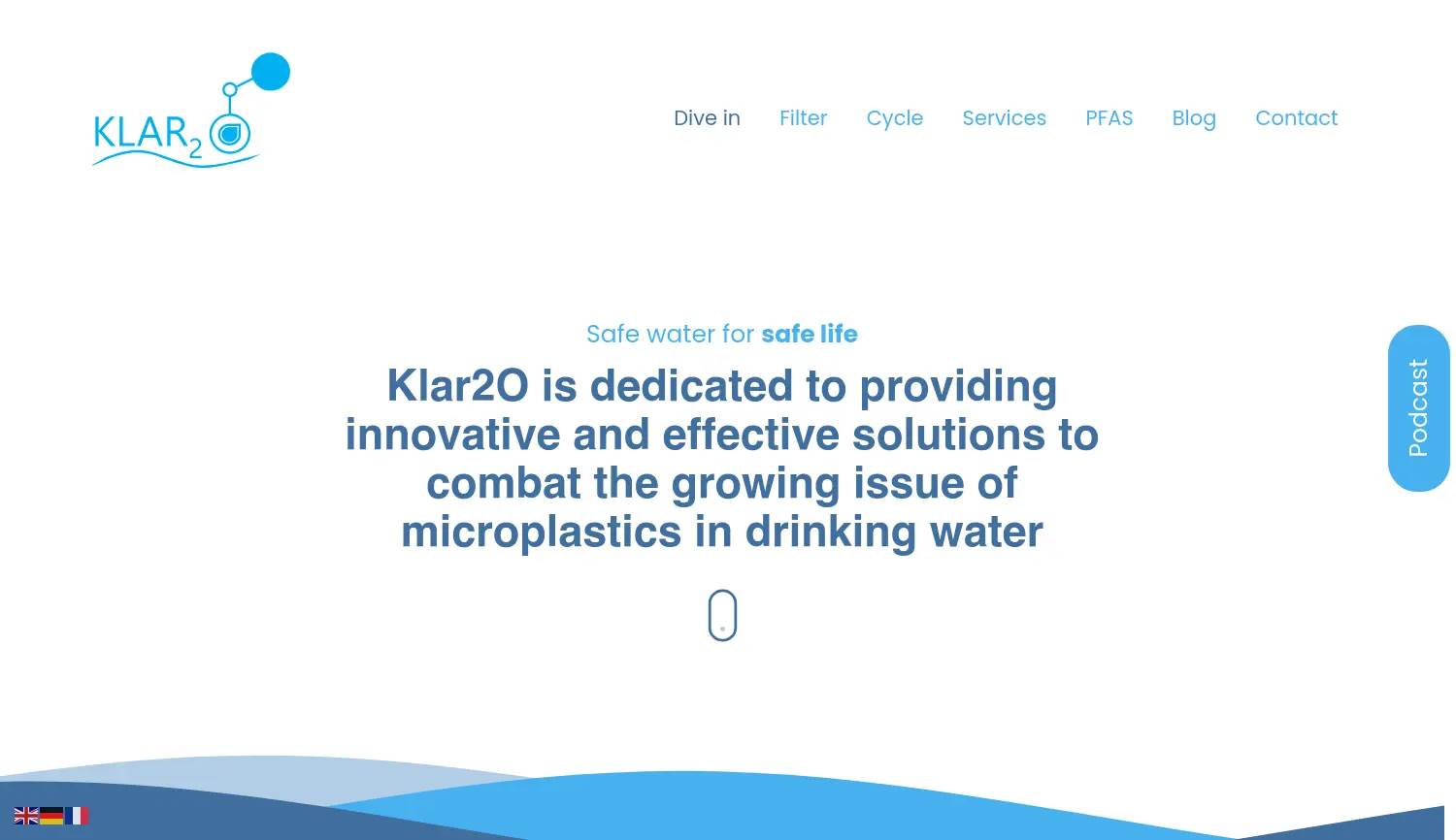 Website der Firma Klar2O GmbH