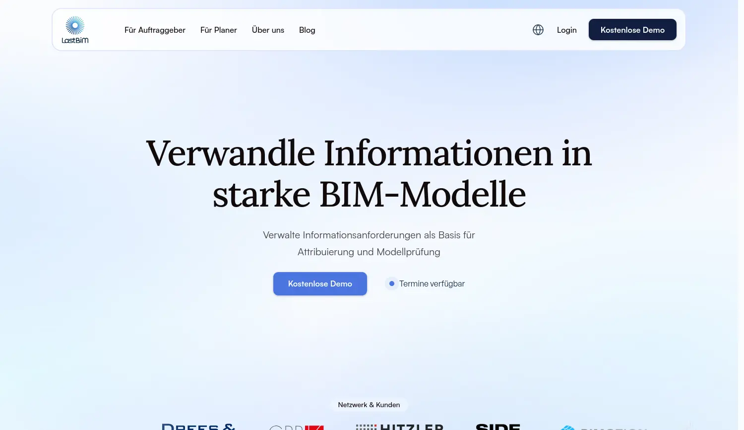 Website der Firma LastBIM GmbH