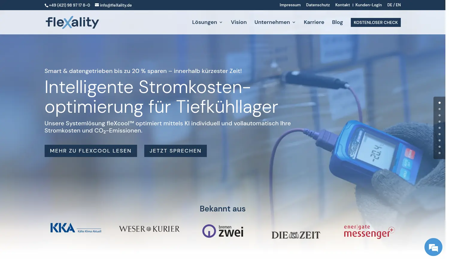 Website der Firma fleXality GmbH