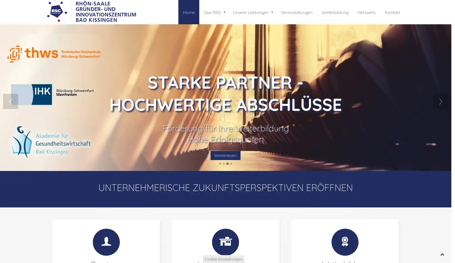 Website der Firma Rhön-Saale Gründer- und Innovationszentrum GmbH & Co. KG