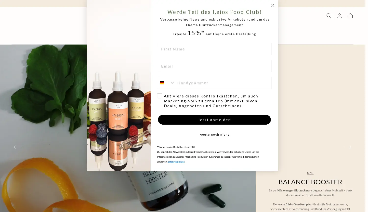 Website der Firma Leìos Food GmbH