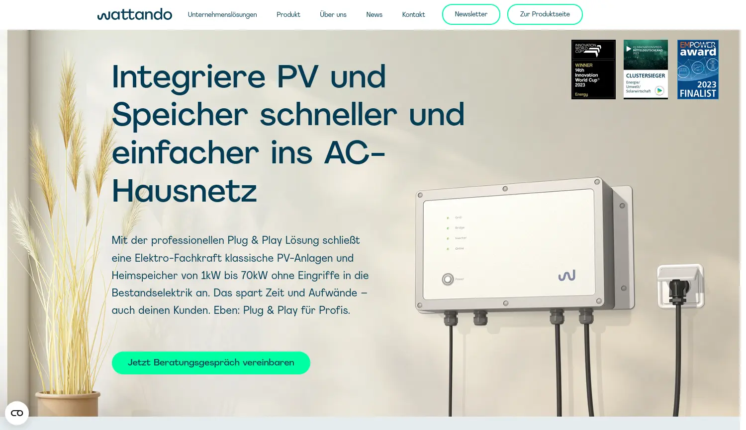 Website der Firma Wattando GmbH