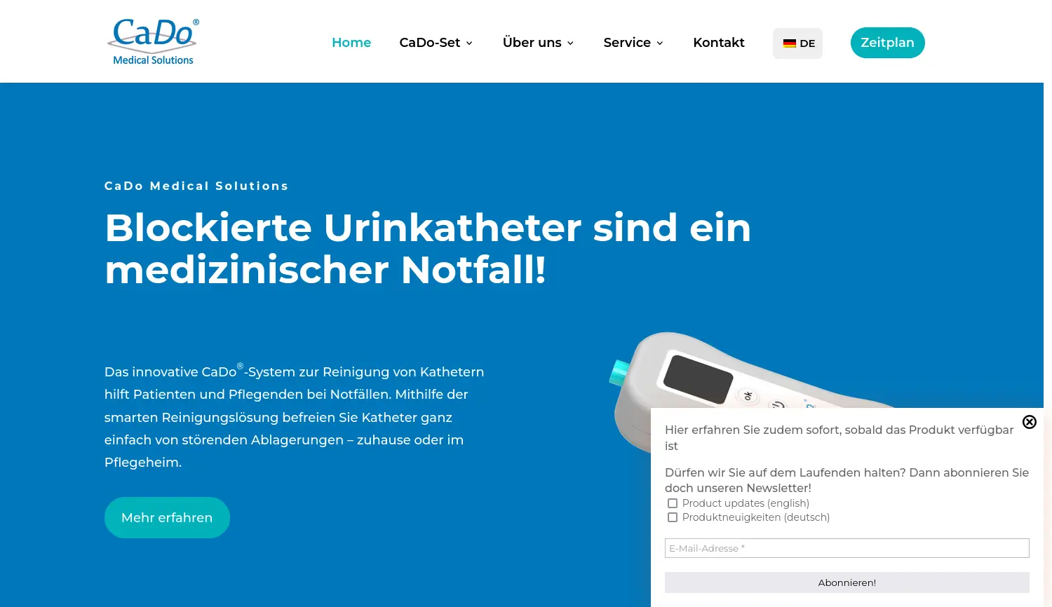 Website der Firma CaDo Medical Solutions GmbH