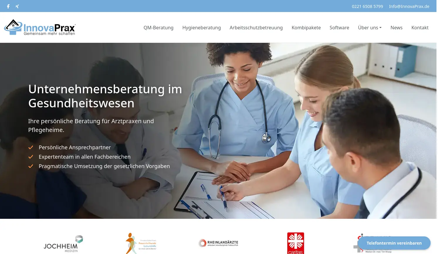Website der Firma InnovaPrax GmbH