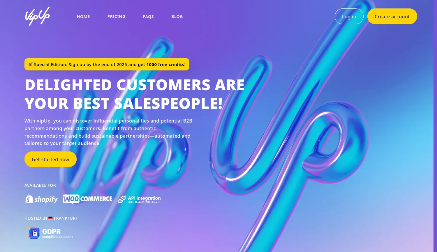 Website der Firma VipUp GmbH