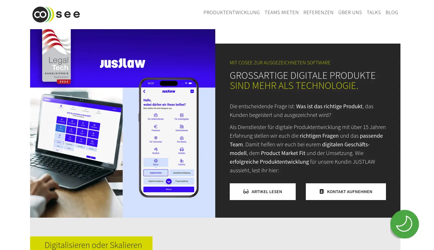 Website der Firma cosee GmbH