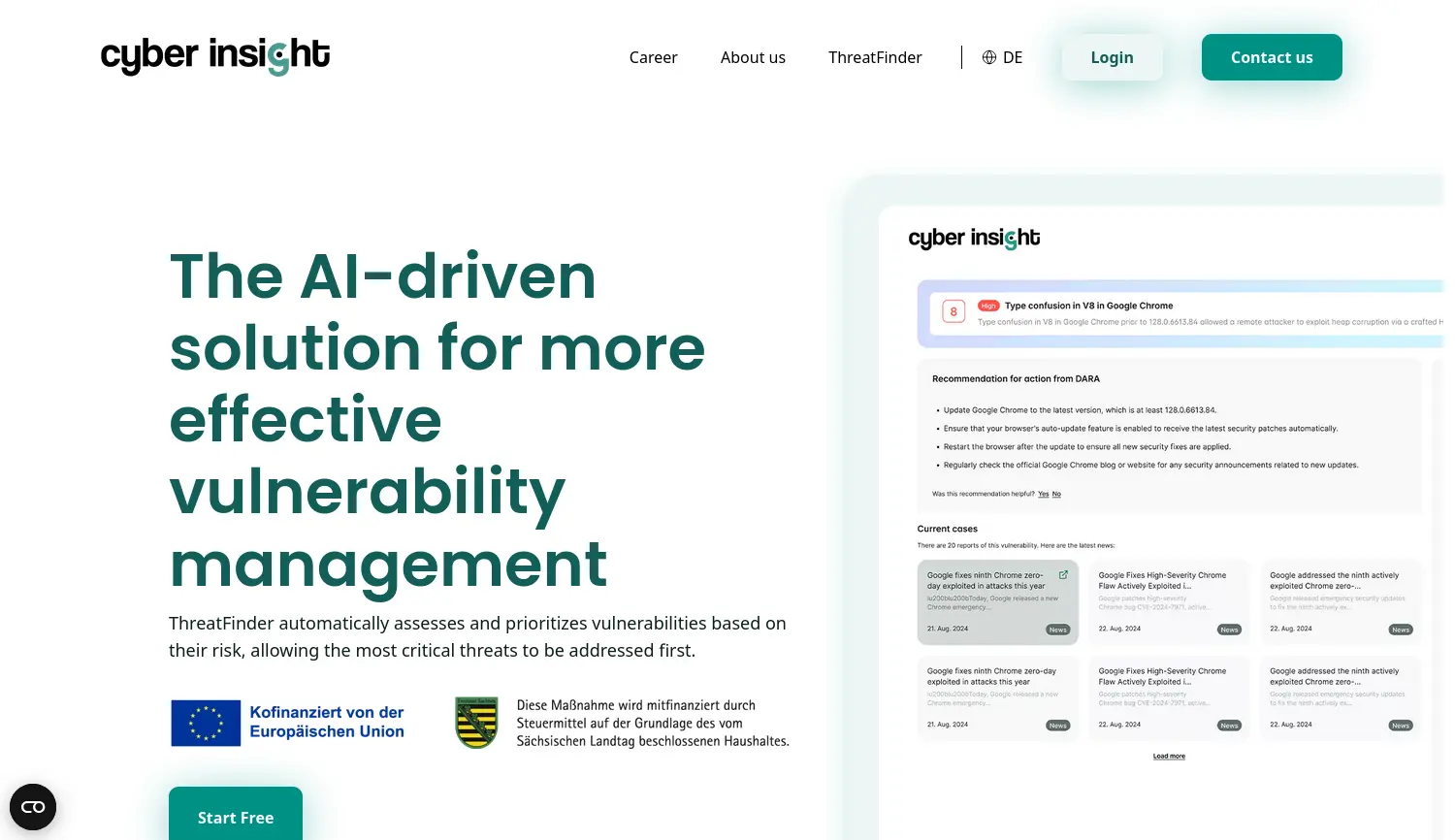 Website der Firma Cyber Insight GmbH