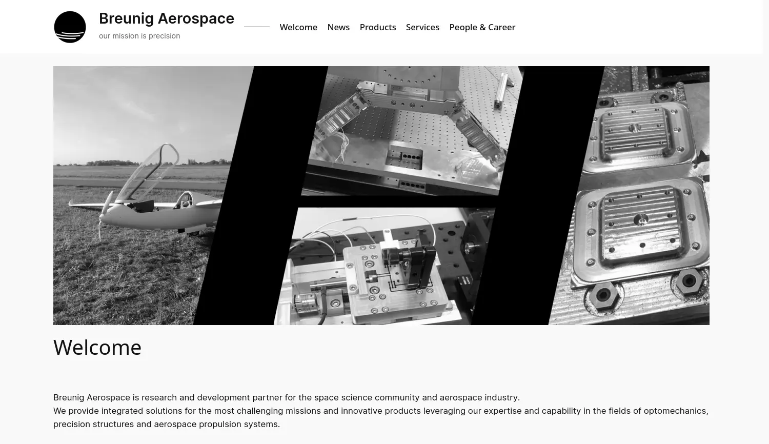 Website der Firma Breunig Aerospace