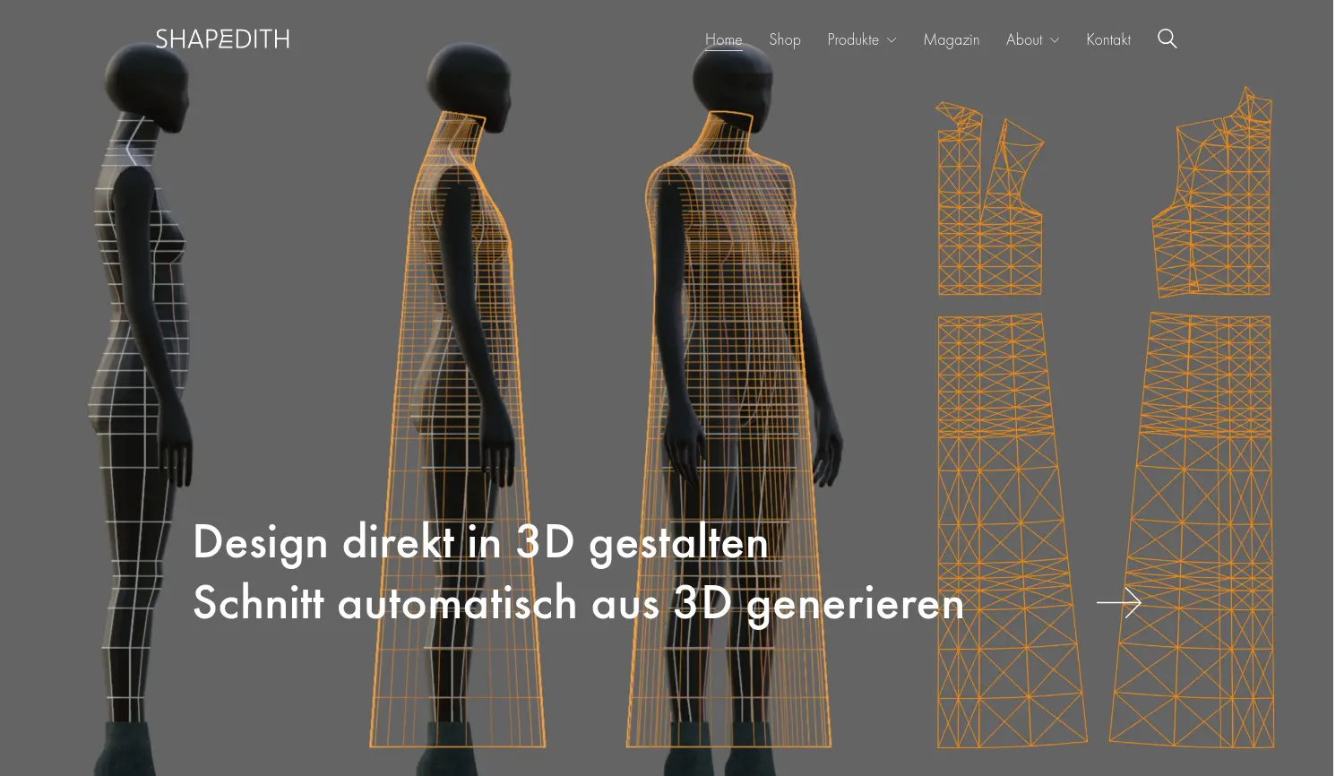 Website der Firma SHAPEDITH