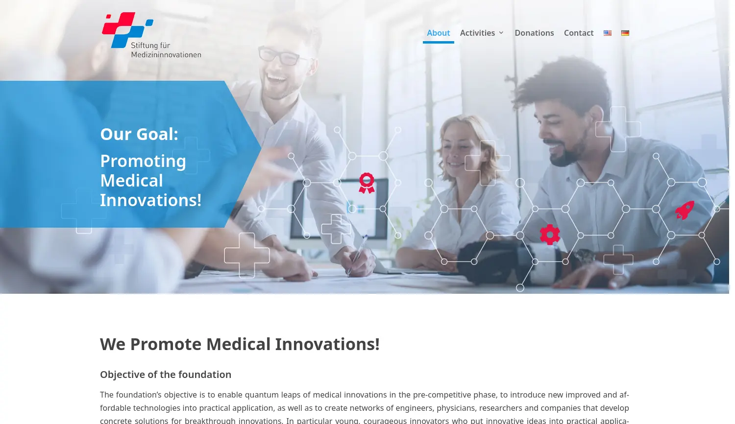 Website der Firma Stiftung für Medizininnovationen