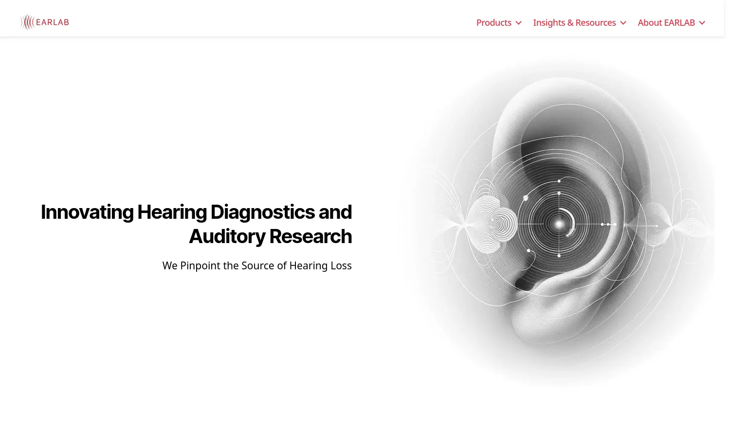 Website der Firma EARLAB GmbH