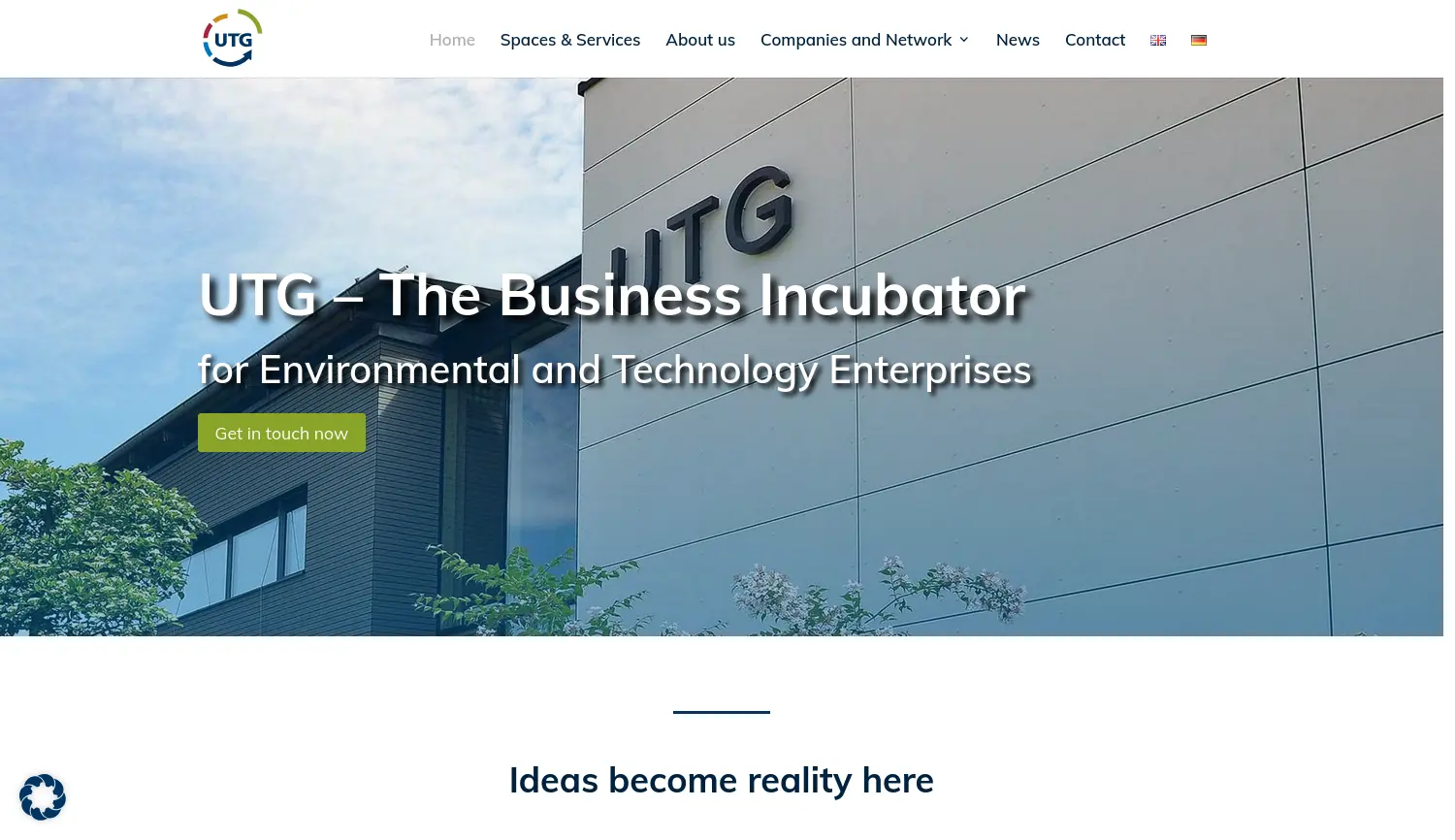 Website der Firma Umwelt-Technologisches Gründerzentrum Augsburg GmbH