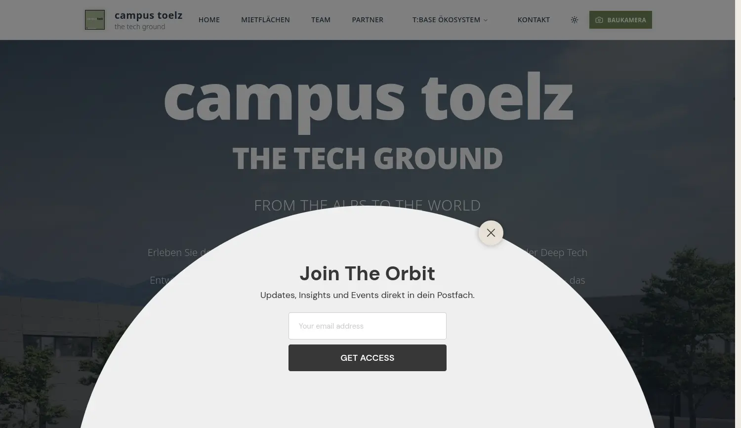 Website der Firma Technologie Park Toelz Grundstücksgesellschaft mbH