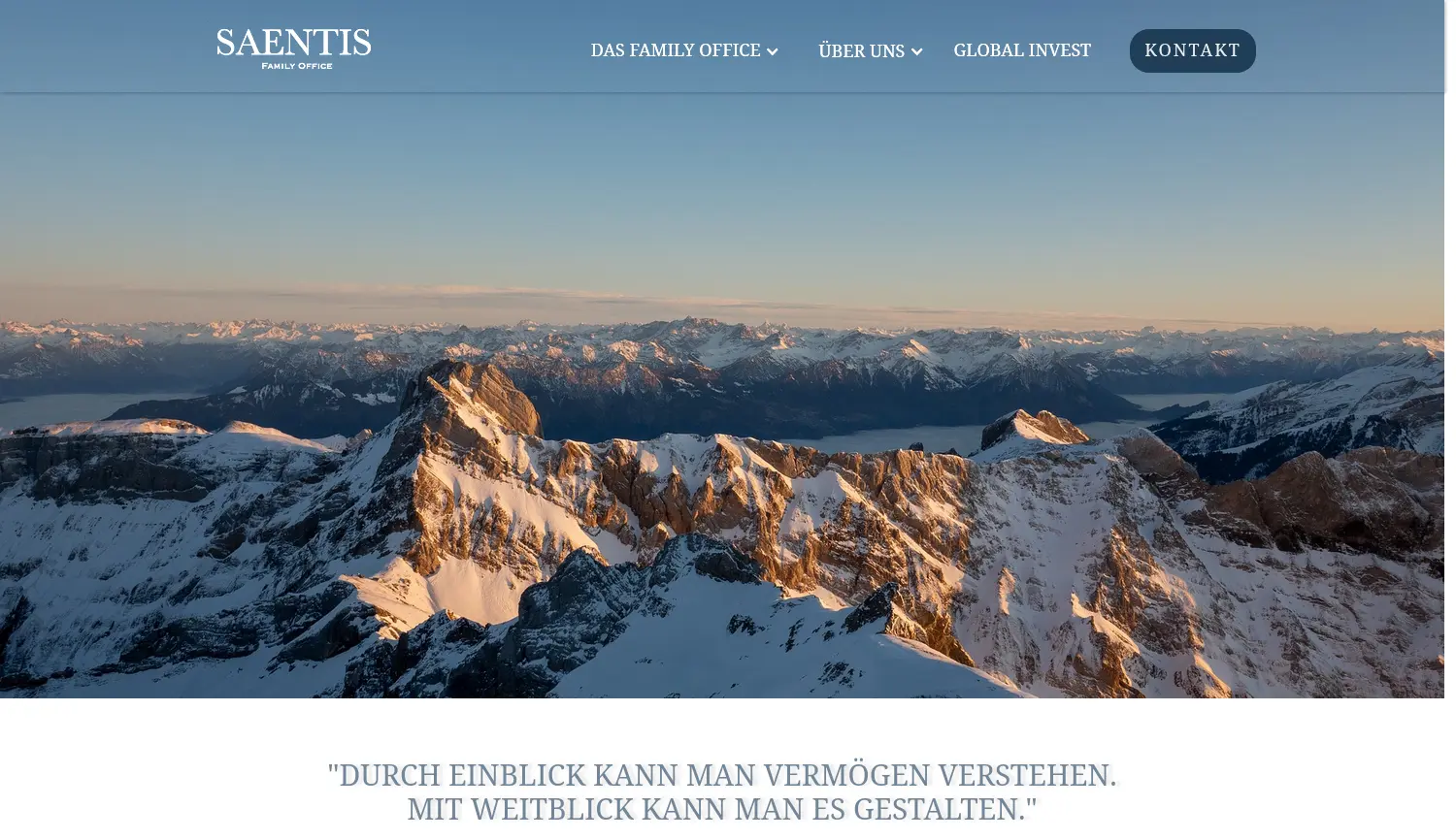 Website der Firma SAENTIS Family Office GmbH