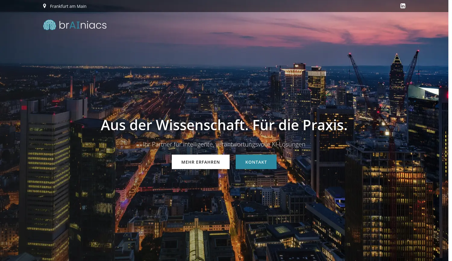 Website der Firma BrAIniacs GmbH