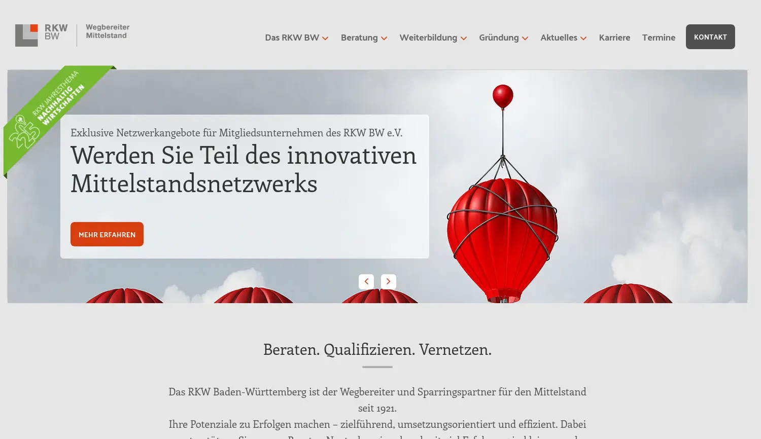 Website der Firma RKW Baden-Württemberg GmbH