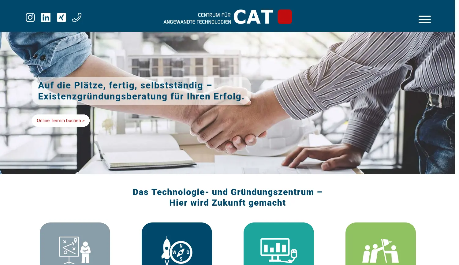 Website der Firma Centrum für Angewandte Technologien CAT GmbH