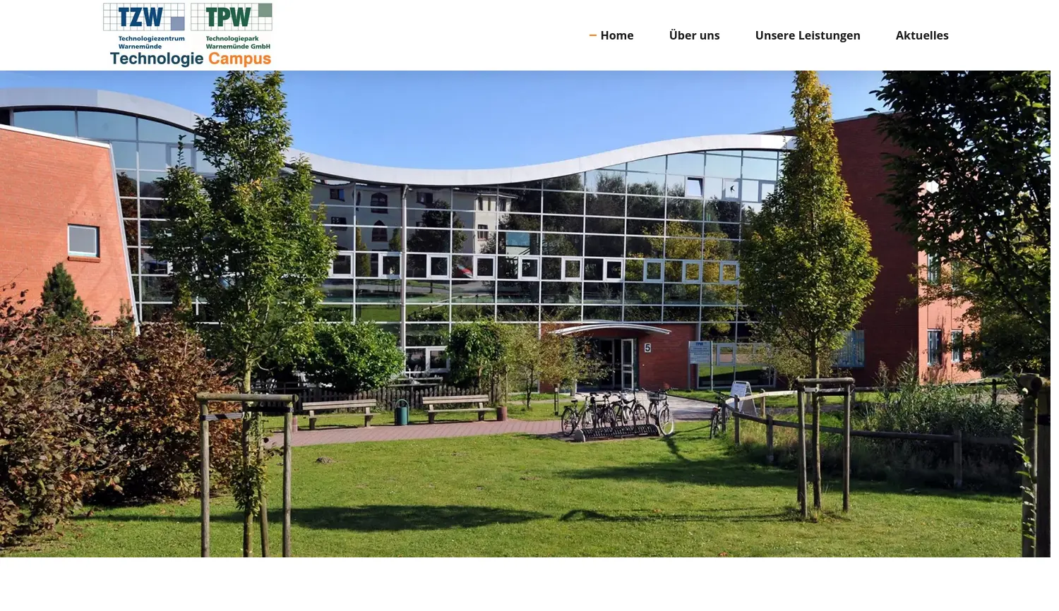 Website der Firma Technologiepark Warnemünde GmbH (TPW) und Technologiezentrum Warnemünde e. V. (TZW)