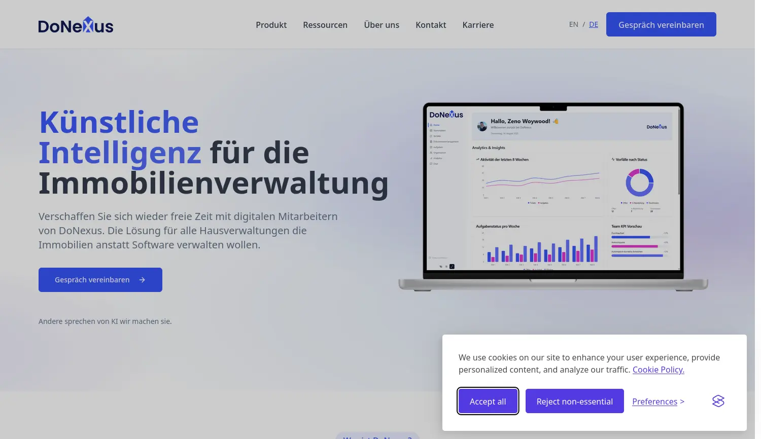 Website der Firma DoNexus GmbH