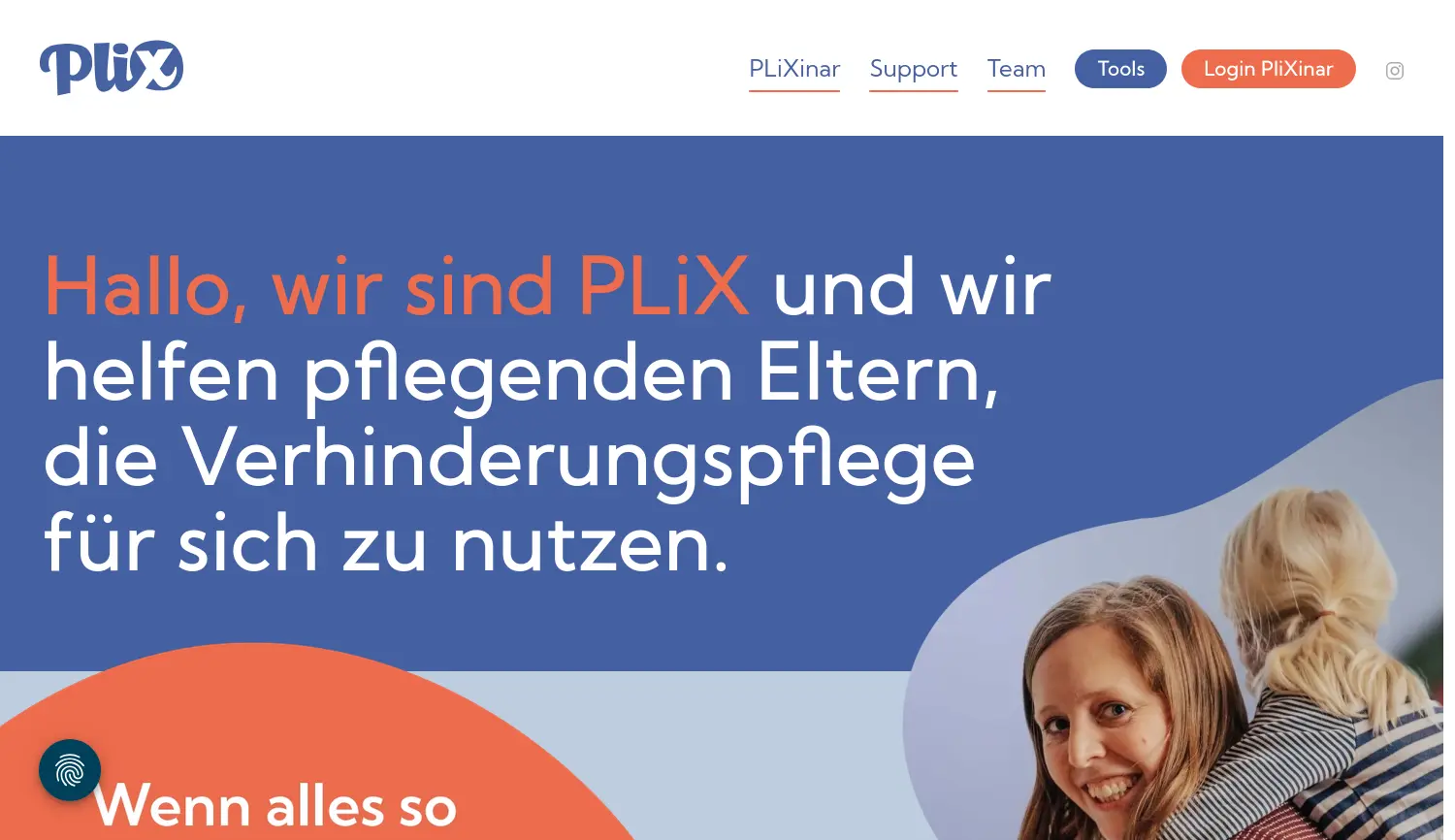 Website der Firma PLiX Care Innovation GmbH