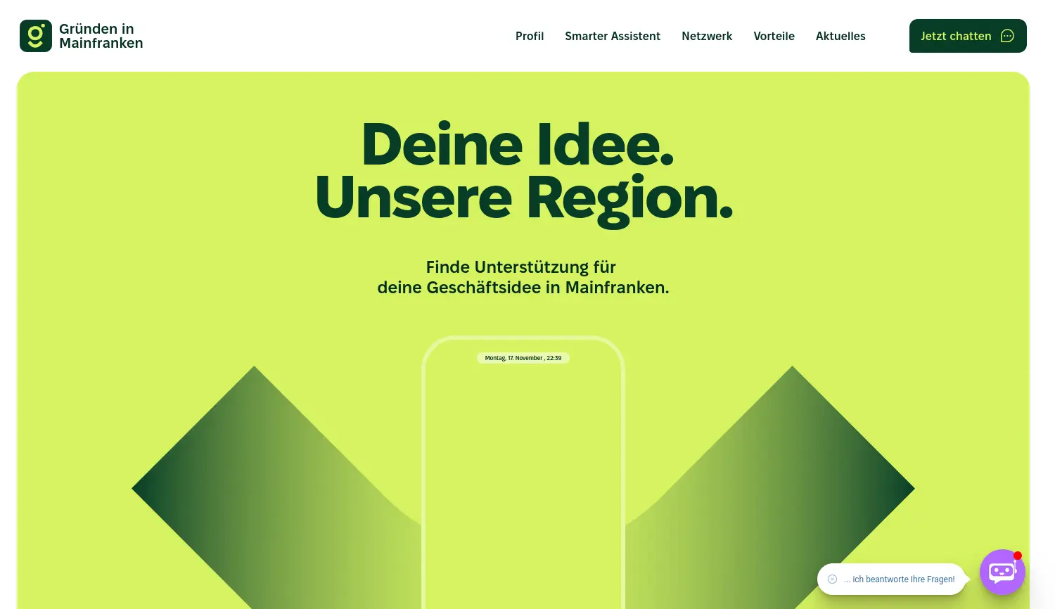 Website der Firma Gründen in Mainfranken