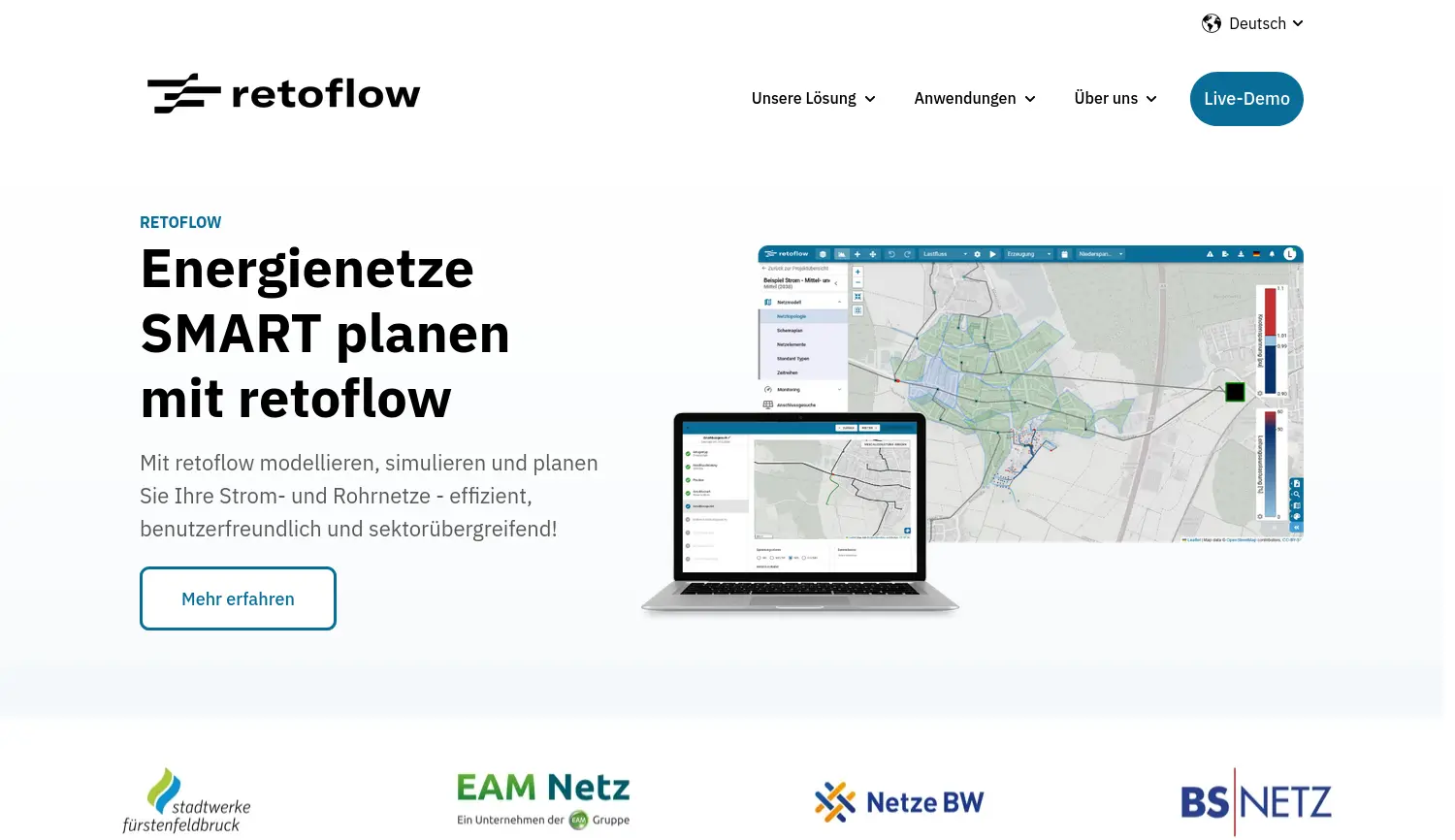 Website der Firma retoflow GmbH