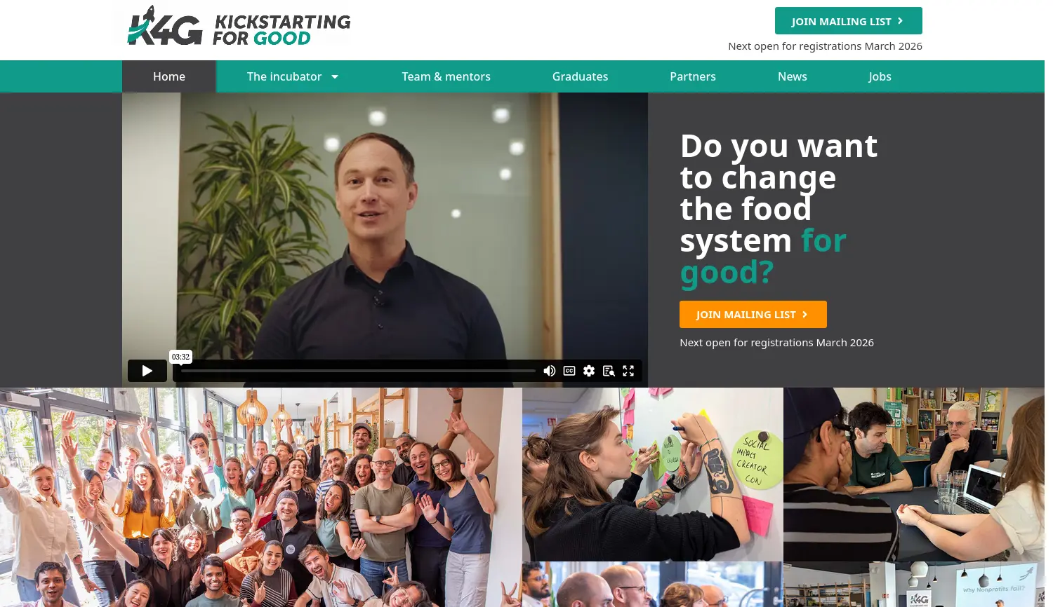 Website der Firma Kickstarting For Good