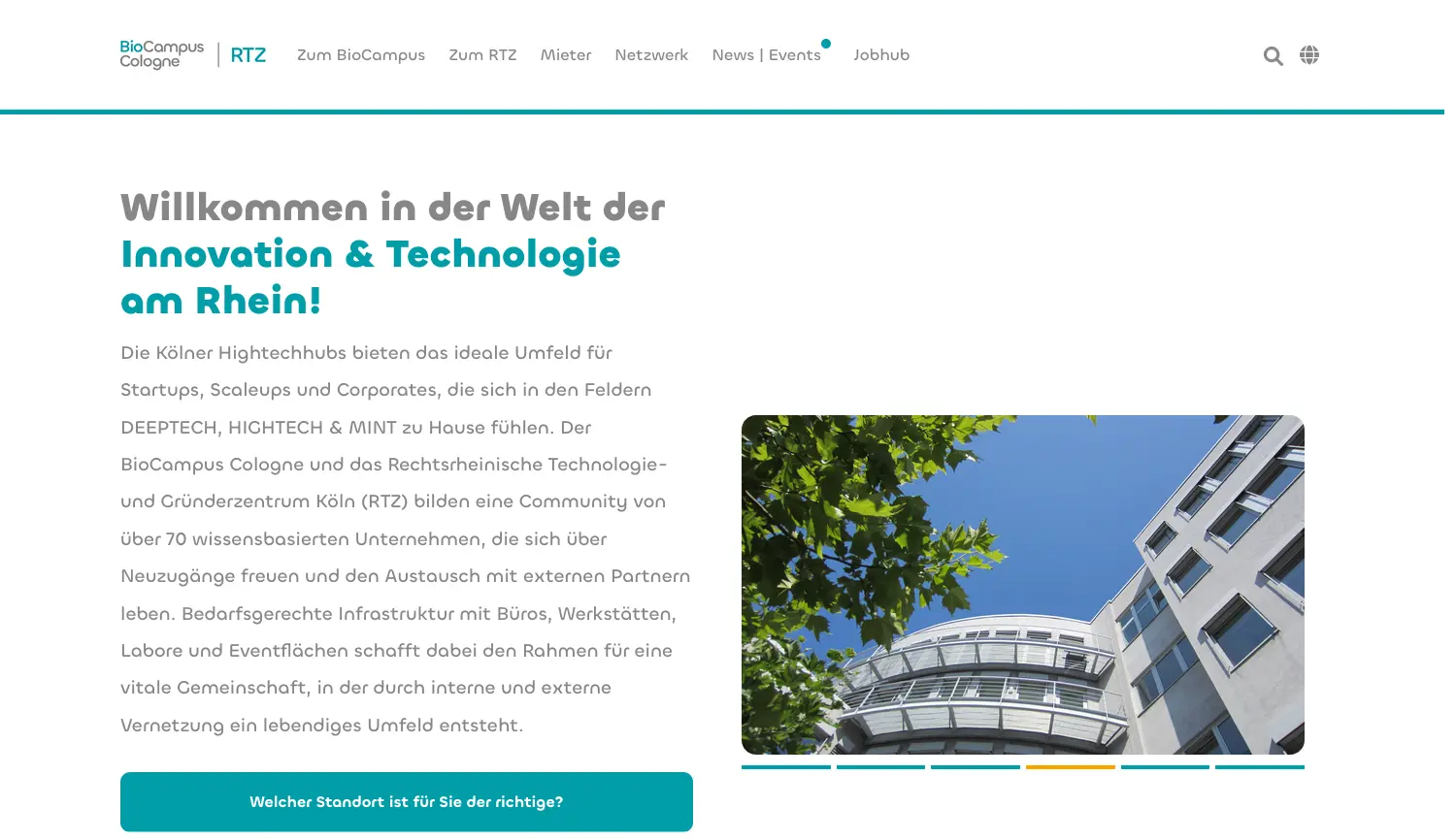 Website der Firma BioCampus Cologne Grundbesitz GmbH & Co. KG